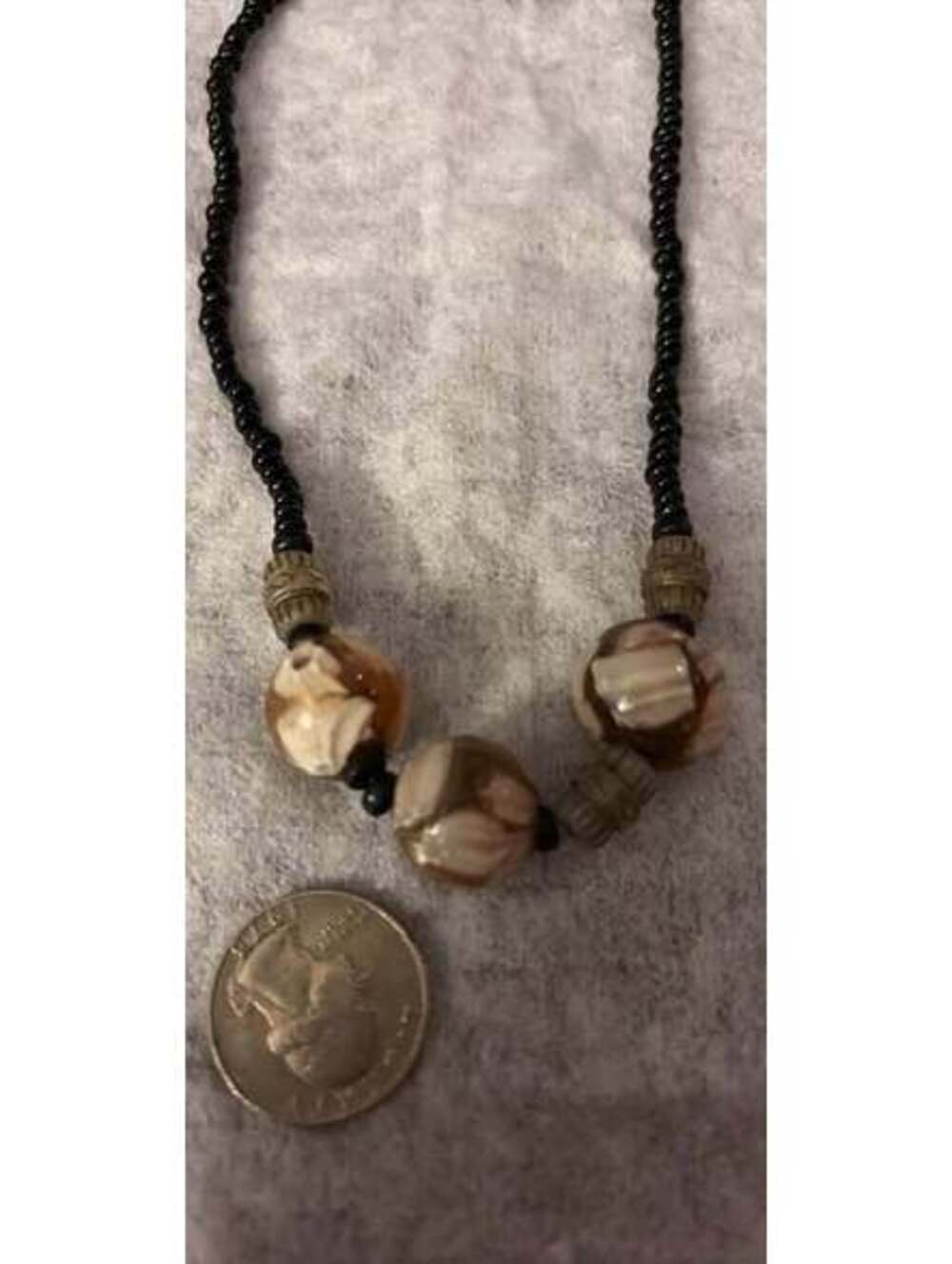 Vintage Beaded Necklace with Shell Focal Beads- From Kenya